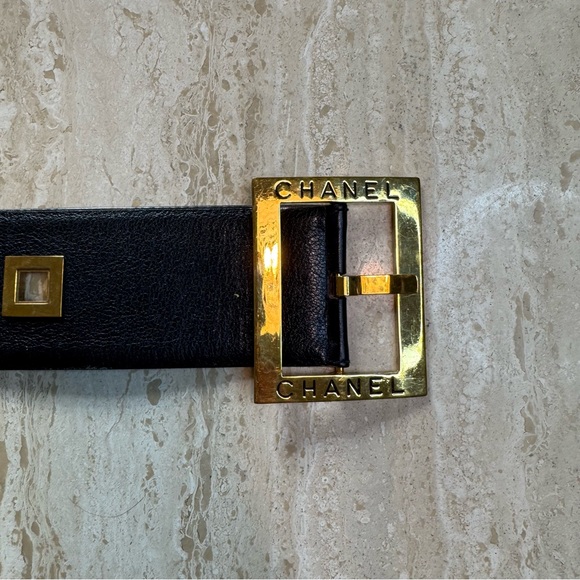 Chanel Black Leather Belt with Gold Accents - Picture 8 of 10